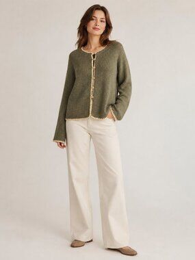 Vestique Green two toned Sweater Button up Army green - M -349 New with tags
